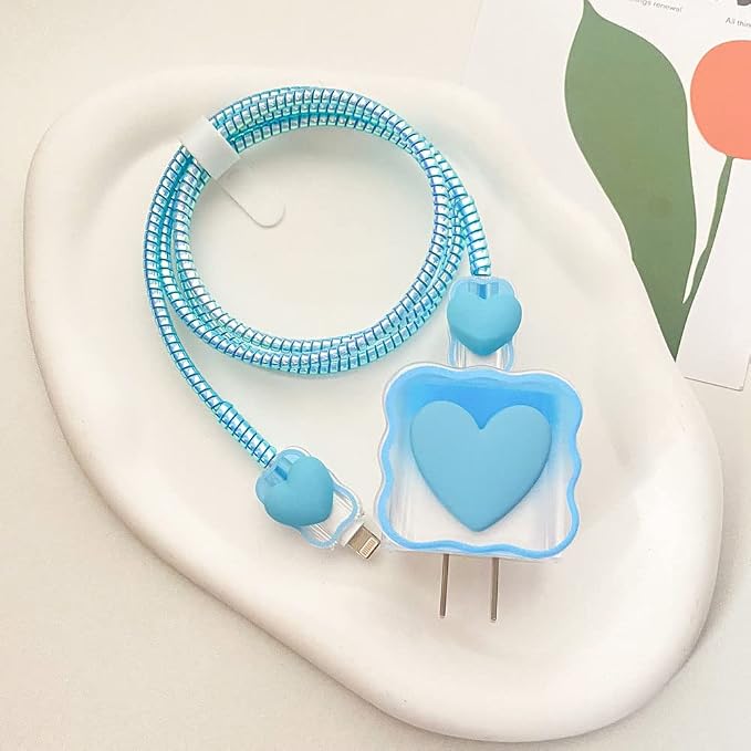 ZOSTLAND 5 in 1 DIY 18W 20W Heart Shape Protector Data Cable USB Charger Line Earphone Wire Saver Organizer Compatible with iPhone 11 12 13 14 15 Pro Max