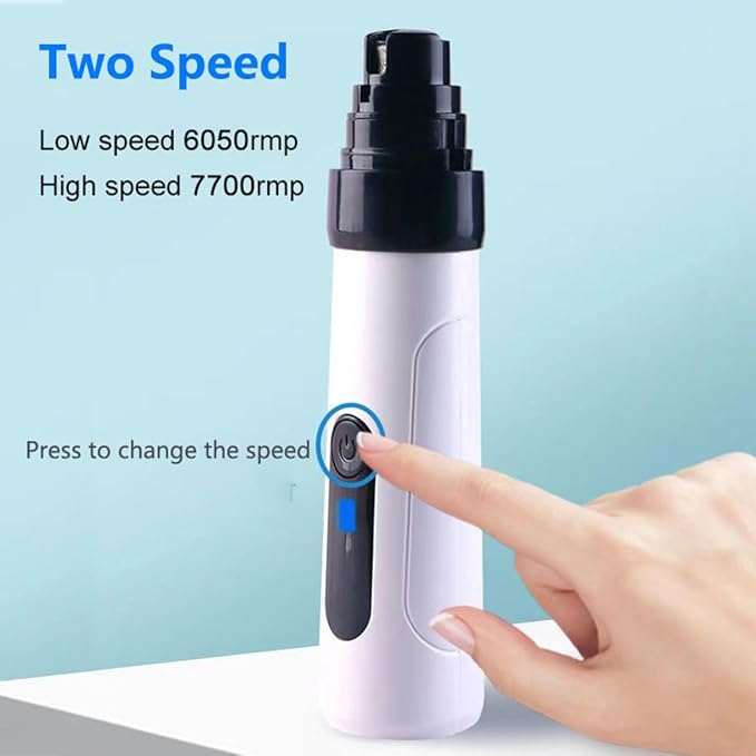 pawyzie Dog Nailgrinder Quiet with 3 Ports, 2 Speeds, Pet Nail Clipper Grinder for Large Medium Small Dogs, Puppies, Cats (Whtie*1)