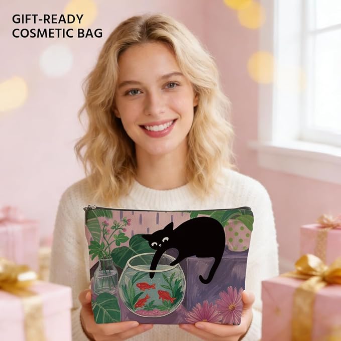 Funny Cat Makeup Bag, Cute Cats Gifts Cosmetic Bag Travel Toiletry Bags | Travel Toiletry Bags Toiletry Organizer Pouch, Christmas Birthday Gifts for Women Mom Girls Daughters Friends Cats Lover