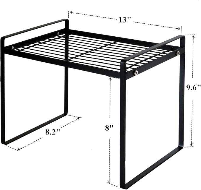 Cabinet Shelf, 13" Kitchen Counter Shelf, Metal Wire Stackable Cupboard Spice Rack, Space Saving Countertop Orgainzer and Storage Rack Shelves for Kitchen Pantry Bathroom (Pack of 2)