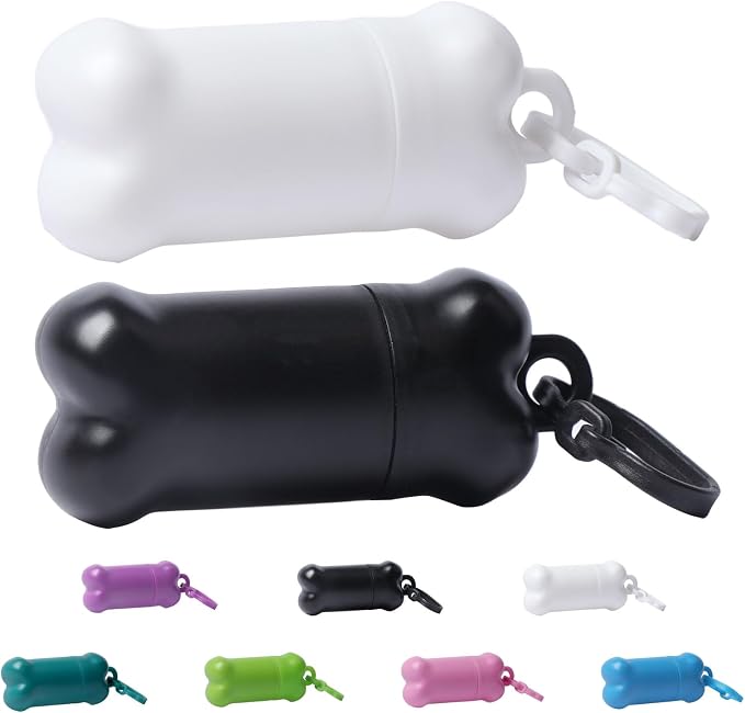 2 Pieces Portable Dog Treat Pouch for Leash, (Black&White) | Mini Treat Holder Small Dog Treat Bag for Training and Walks, Bone-Shaped Treat Container -