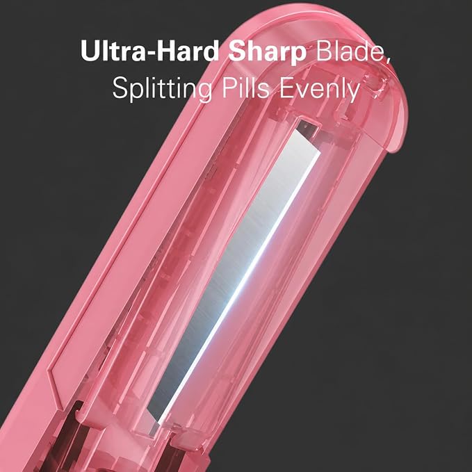 ONE PIX Pill Cutter Splitter for Small and Tiny Pills, Multiple Pill Splitter with Centering Device & Hidden Blade, Adjustable Tablet Cutter for Large Pills, Seniors, Pets, Pink