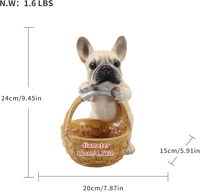 French Bulldog Key Bowl for Entryway Table - Large Capacity Decorative Key Holder Bowl - Weighted Candy Dish for Office Desk, Stable Animal Storage Basket for Home Decor