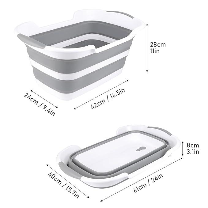 Collapsible Dog Bathtub with Drainage Hole, Portable Pets Bathing Tub, Gray | Foldable Washing Tub, Multi-Functional Pets Bathtub, for Puppy Small Dogs Cats