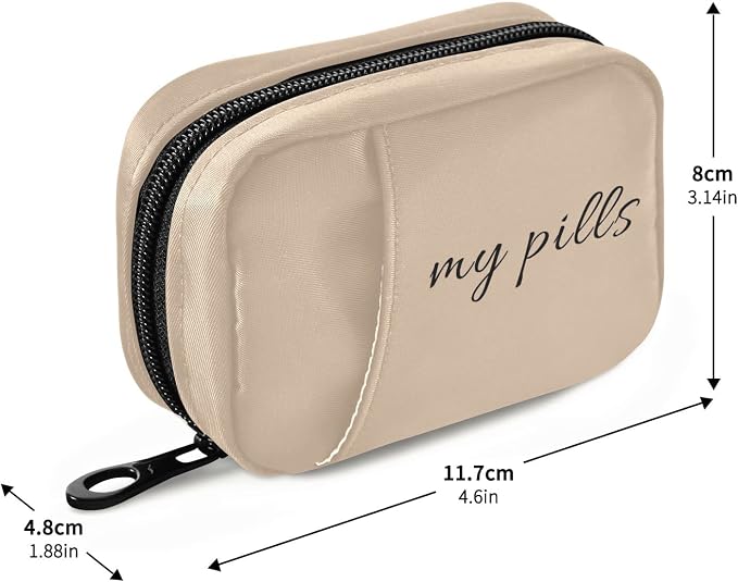 Naanle Text My Pills Pill Box 7 Day Case Bag Travel Organizer with Zipper Portable Weekly Compact Size for Vitamin Supplement Holder A Cartoon Brown 4.6 x 3.14 x 1.88 Inch 0.12 kilograms