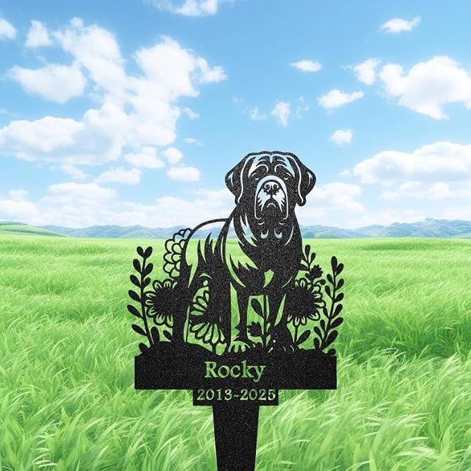 Personalized English Mastiff Dog Memorial Marker, Metal Dog Grave Marker | Pet Memorial Gifts for Dogs, Grave Marker, Grave Decorations for Cemetery, Dog Dad Gifts, Back Yard, Garden Decor