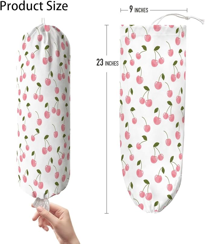 Plastic Bag Holder, Wall Mount Plastic Bag Organizer Dispenser Reusable Grocery Bag Organizer for Home Kitchen(Cherry)