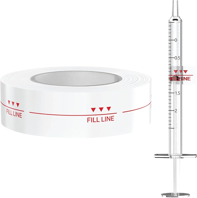 Fill Line Syringe Label - Regular Size | Dispensed Medication Veterinary Pharmacy and Clinical Labels | Roll of 500 | Clinical-Grade Color-Coded Stickers for Medication Bottles and Hospital Use