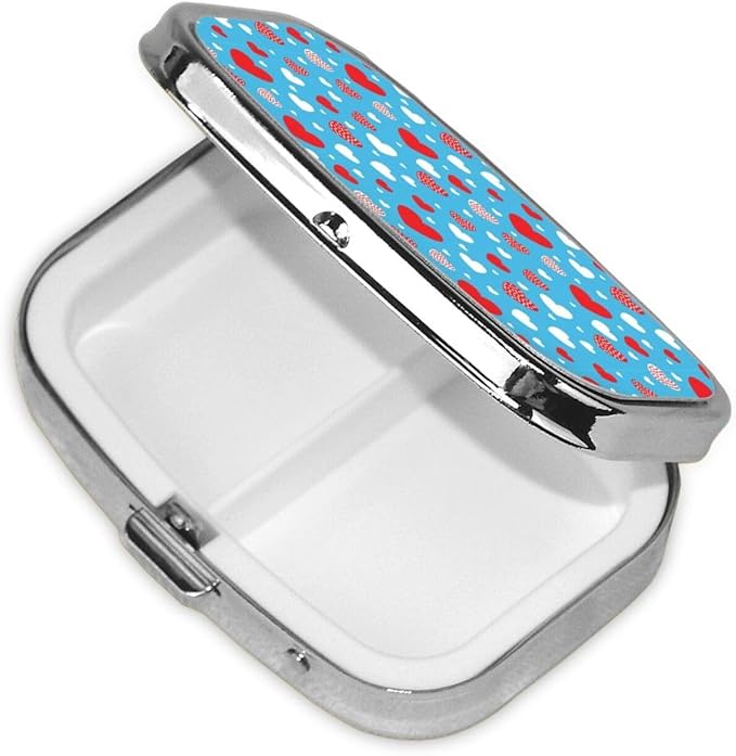 Portable Medicine Case Mini Pill Holder Vitamin Organizer Purse Pocket Essential Business Trip, Valentine's Day Elegant Love Pattern