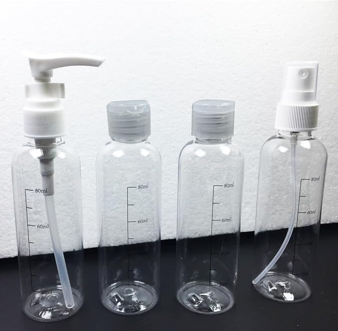 Clear Travel Toiletry Bag TSA Approved Toiletry Cosmetic Bags Men Women & Travel Bottles set for Toiletries TSA Approved Travel Bottle 3.4 oz Leak Proof Refillable & Travel Containers for Toiletries