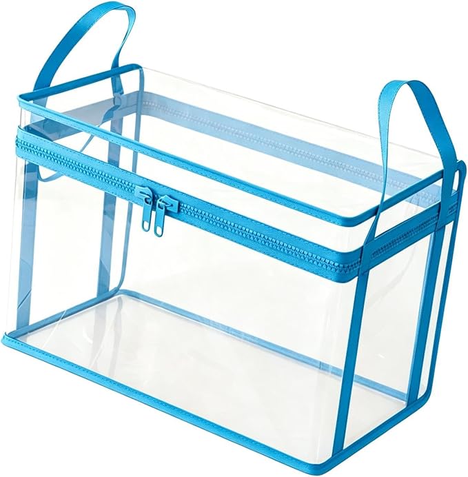 Fenteer Toy Storage Box Plush Toy Holder Stuffed Animal Organizer Clear PVC Display Bin with Secure Zipper Handle Dust Protection Easy Handling Suitable for L, M 32cmx24cmx25cm