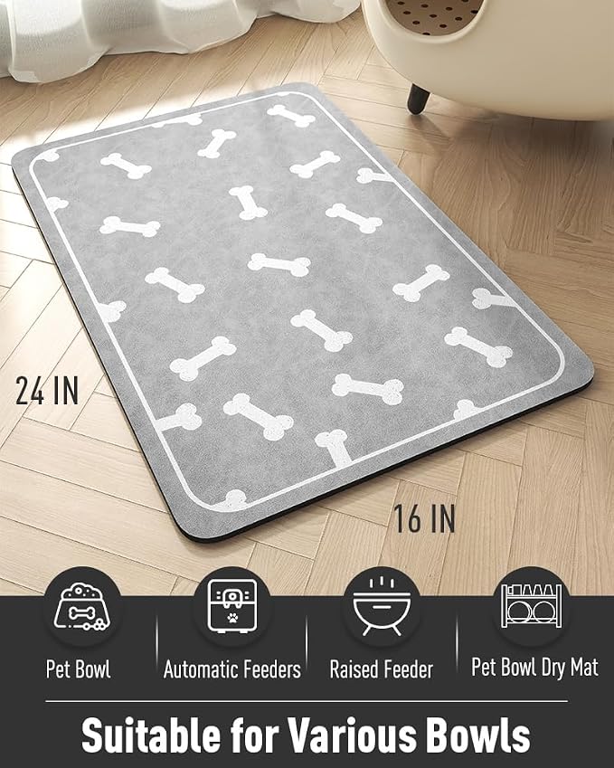 Pet Feeding Mat-Absorbent Dog Mat for Food and Water Bowl-No Stains Easy Clean Dog Food Mat Quick Dry Water Dispenser -Puppy Supplies Stuff-Pet Accessories Cat Bowl