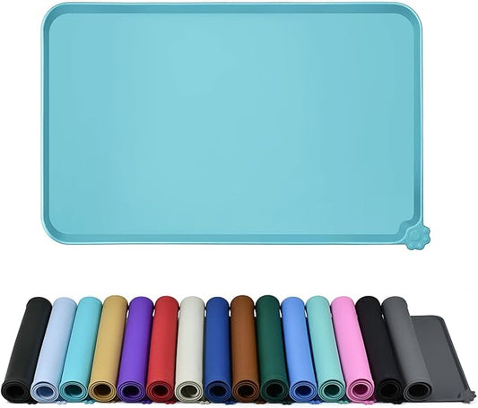 Reopet Waterproof Pet Feeding Mat, Non-Slip Silicone Placemats for Dog Cat Food and Water Bowl, High Raised Edges to Prevent Spills and Protect Floors