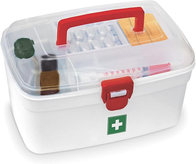 Milton First Aid Box Empty, Lockable Medical Storage Box for Medicines | Milton Medicine Storage Box Empty, Lockable First Aid Box for Medication