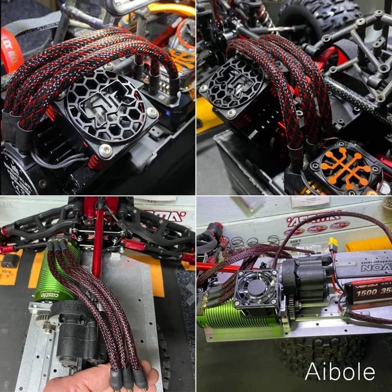 PET Expandable Braided Sleeving 25Ft-3/4 inch Wire Loom, Aibole Braided Cable Sleeve Wire Wrap,Black&Red