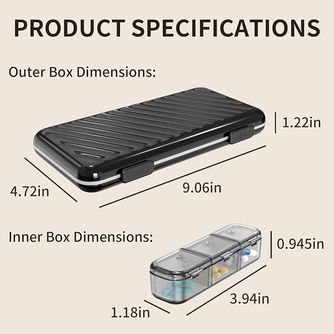 LOHE Pill Organizer 3 Times a Day, Pill Box 7 Day, Weekly Travel Case | Large 7 Day Pill Box 3 Times a Day, Portable Pill Case for Medication, Vitamins, Fish Oil and Supplements