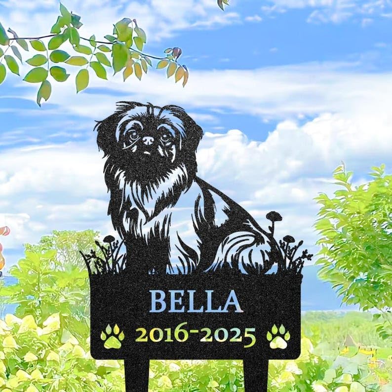 Custom Pekingese Memorial Garden Stake, Pet Grave Marker, Dog Loss Gift | Pet Memorial Gifts for Dogs, Grave Marker, Grave Decorations for Cemetery, Dog Dad Gifts, Back Yard, Garden Decor