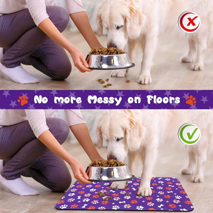4th of July Dog Food Mats for Floors Waterproof, Cat Water Bowl Mats Pet Feeding Absorbent Placemats 16 * 24 inch