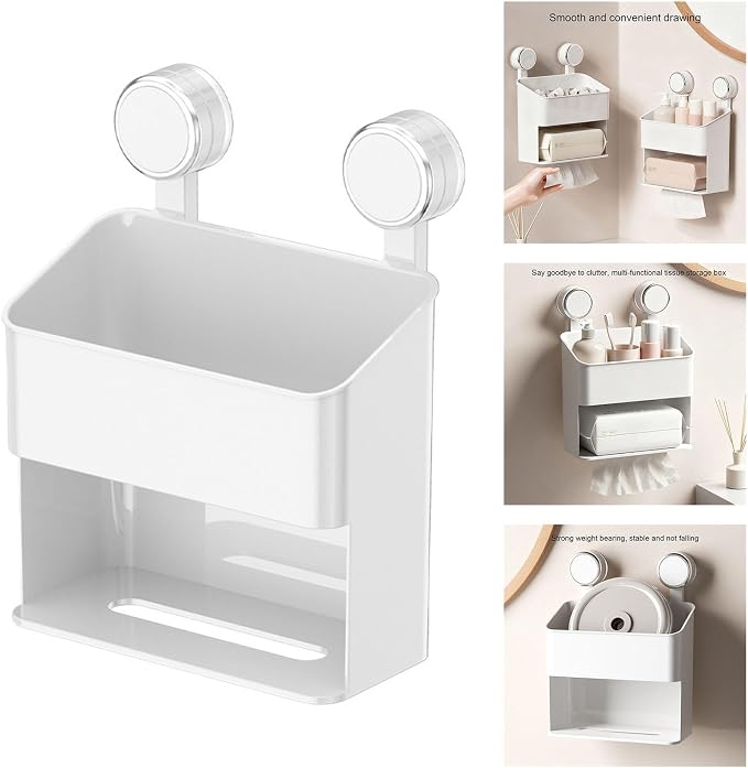 Shower Suction Cup Wall Mounted Bathroom Shelf Drillless PET ABS Storage PET ABS Shower Storage Rack Suction Shelf for Toiletries Portable Bathroom Wall Rack Accessories Hygienic Organizers