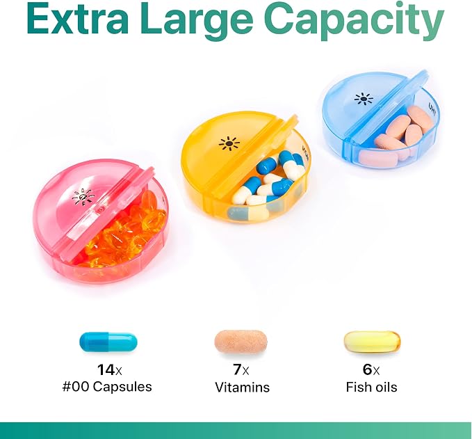 Sukuos Large Weekly Pill Organizer 2 Times a Day, Daily Pill Box 7 Day Easy to Open with Double Protection, AM PM Pill Case for Medicine/Vitamin/Fish Oil/Supplements (Red)