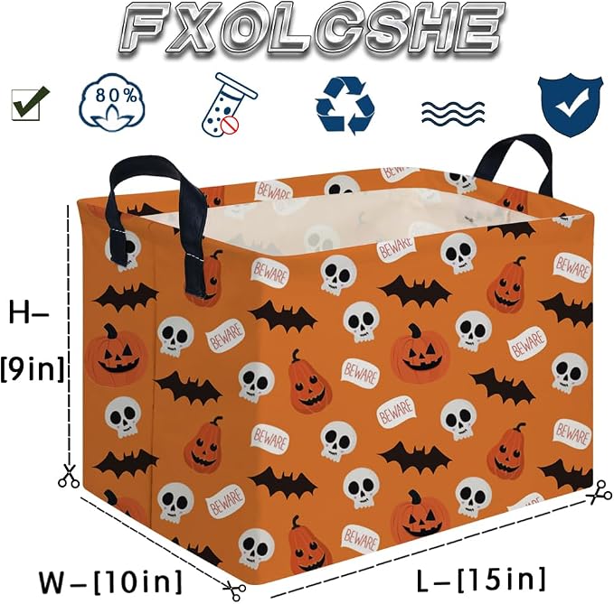 Halloween Ghost thriller basket,Empty Halloween basket,Horror and thriller decor,Trick or Treat Box for Boys and Girls,Horror decor(Bat pumpkin)