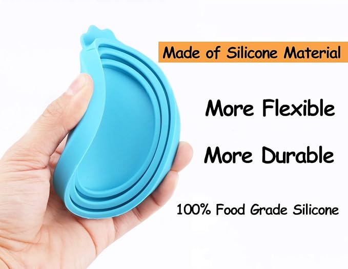 Comtim Pet Food Can Cover Silicone Can Lids for Dog and Cat Food(Universal Size,One fit 3 Standard Size Food Cans),Green and Orange