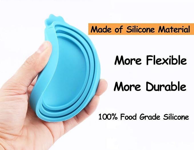Comtim Pet Food Can Lids, Silicone Can Covers for Dog Cat Food, Universal Size Fit Small Medium Large Cans, 2 Pack and 1 Pet Food Cans Spoon