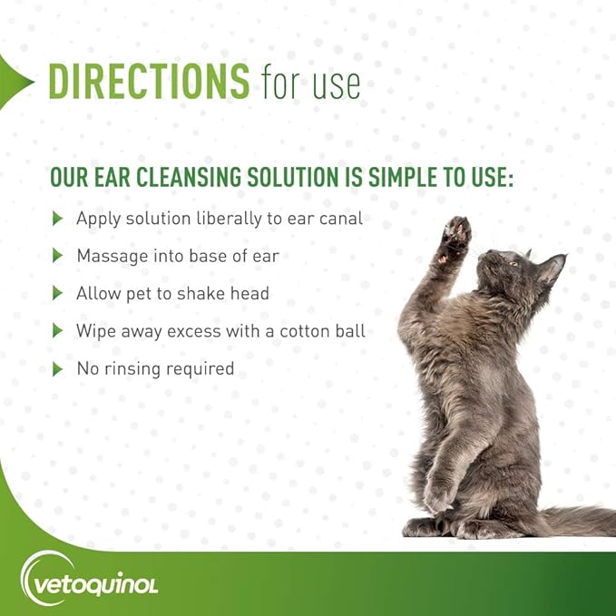 Vetoquinol Ear Cleansing Solution - Gentle Cleaner to Remove Dirt & Debris - Easy-to-Use Drops for Cats & Dogs - Support Clean and Fresh-Smelling Ears - Ideal for Routine Pet Hygiene - 1 Gallon