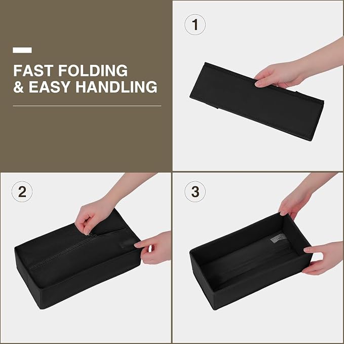 DIMJ Drawer Organizers, Set of 12 Clothes Drawer Organizer, Foldable Closet Drawer Organizer, Dresser Drawer Organizers Dividers for Baby Clothes, Socks, Belt, Tie (Black)