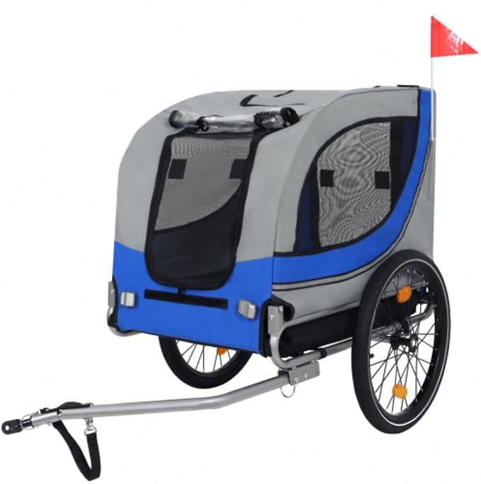 Large Folding Bike Trailer for Dogs – 66LB Capacity All-Terrain Pet Carrier, Durable Steel Frame for Cycling, Jogging, Camping & Outdoor Adventures