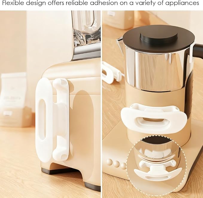 6 Pack Cord Organizer for Kitchen Appliances, Milky White | Upgraded Stackable Silicone Adhesive Cable Management Wrap Holder, for Mixer Blender Air Fryer Pressure Cooker Coffee Maker