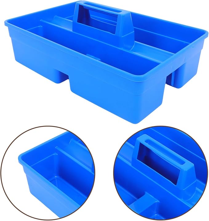 DOITOOL Portable Divided Tote Organizer Box for Veterinary Tools, Hard Plastic Storage Case with Handle, Multiuse Organizer for Farm and Livestock Supplies, Blue
