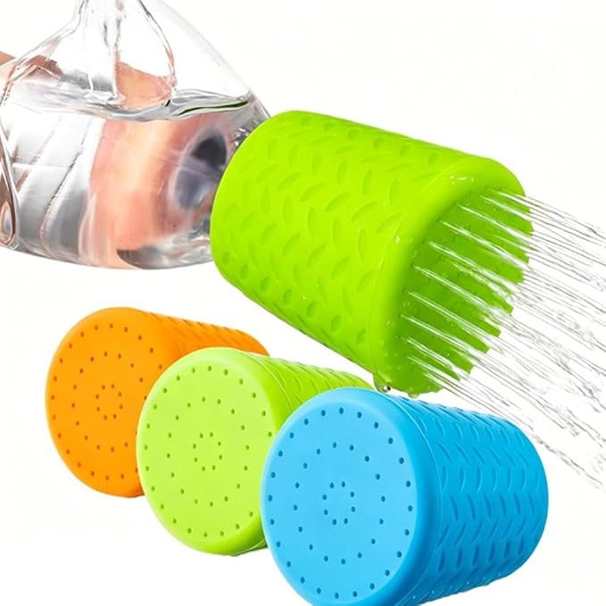 Outdoor Shower for Dogs, Portable Silicone Pet Rinse Sprayer for Water Bottles, Gentle Multi-Hole Outdoor Dog Wash Tool for Camping, Hiking, Beach & Travel, Lightweight Paw (Green)