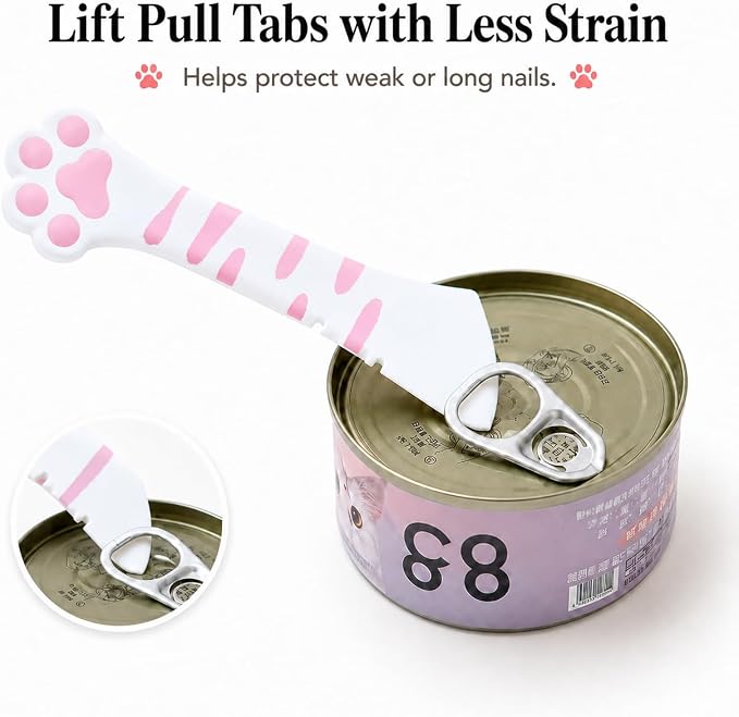 Meow&Woof Cat Food Can Lids and Spoon, Silicone Pet Food Can Covers for 3 oz, 5.5 oz, 12 oz & 13 oz Cans, Reusable Wet Food Storage Lid with Scraper Spoon for Cats and Dogs (Pink & White)