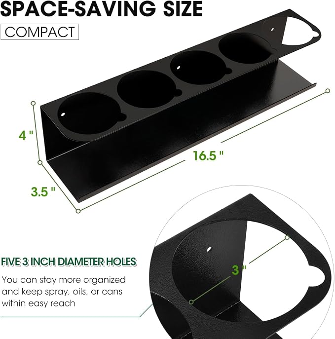 Touri 6 Pcs Spray Can Holder, Able to Hold 30 Cans | For Garage and Workspace, Wall-Mounted Steel Aerosol Can Holder