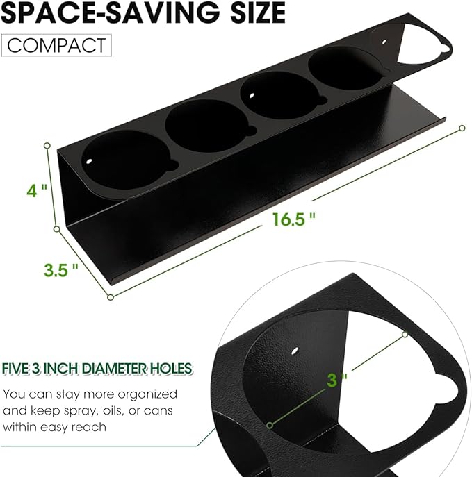 Touri 2 Pcs Spray Can Holder, Able to Hold 10 Cans | For Garage and Workspace, Wall-Mounted Steel Aerosol Can Holder