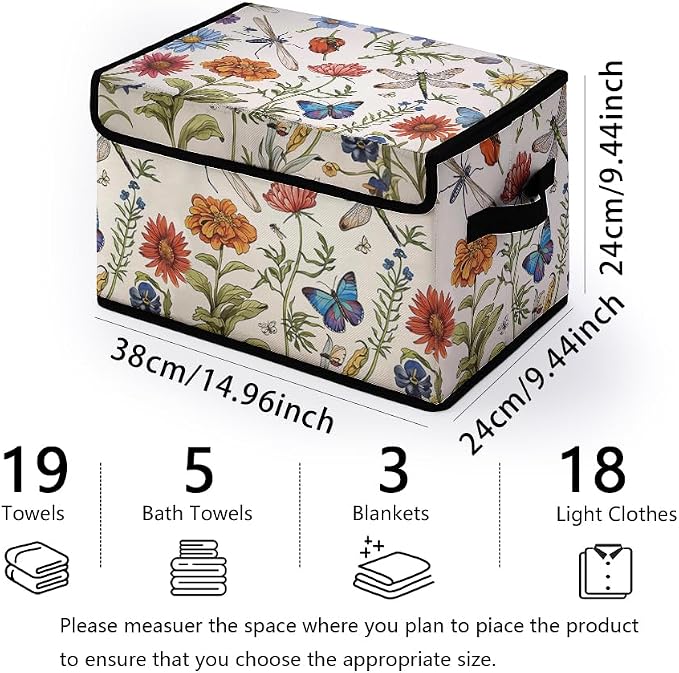 Stackable Clothes Storage Bins with Lids 3 Pack | Closet Organizers Fabric Cat Printing Box for Home and Office,Blanket Clothes Organizers,Under Bed Storage Containers
