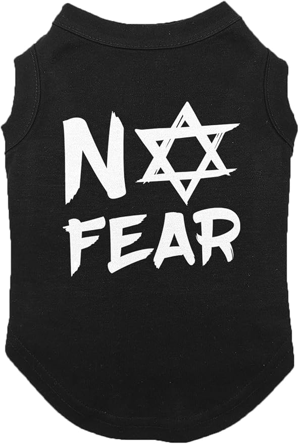 No Fear Star of David - Stand with Israel Dog Shirt (Black, Large)