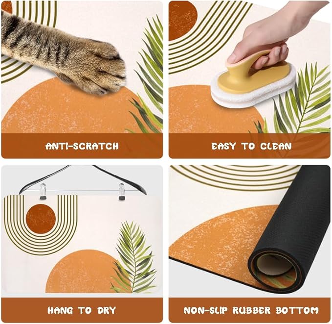 Dog Food Mats for Floors Waterproof, Cat Water Bowl Mats Pet Feeding Absorbent Placemats Bohemia 17 * 30 inch