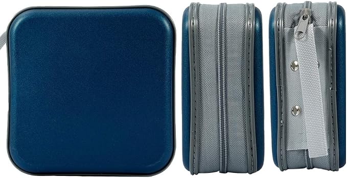 CD Case, 40 Capacity CD DVD Case Wallet Holder Portable Disc VCD Heavy Duty Binder Storage Organizer (Dark Blue)