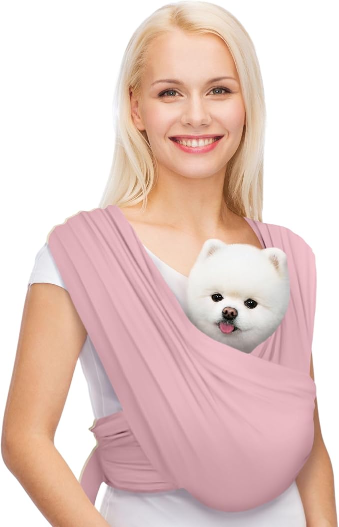 AnccoPlus Small Dog Sling Carrier, Hands-Free, Light Pink, Regular | Patented Front Carrier Reduces Back and Neck Strain; Adjustable, Soft Cotton, 3D Air Mesh for Puppies & Cats up to 20 lb