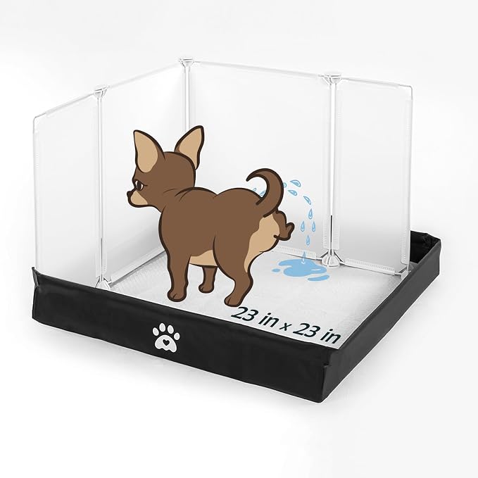 MEEXPAWS Dog Pee Pad Holder Foldable with Dog Litter Box Enclosure High Wall, Puppy Pad Holder Tray with DIY Splash Guard for 22’’x22’’ Pee Pads, Indoor Dog Potty for Small to Medium Dogs, Easy Clean