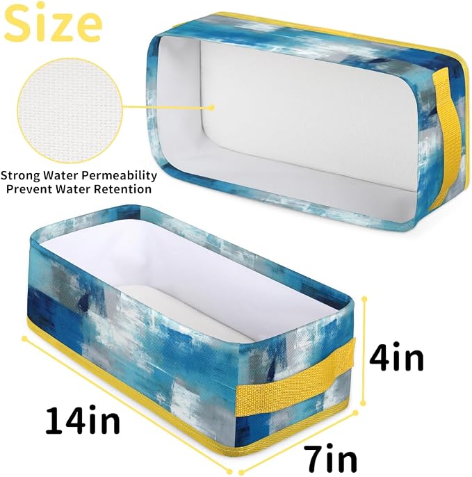 Blue White Abstract Bathroom Storage Basket, Foldable with Handle Open Countertop Paper Towel Decorative Box, Toilet Tank Top Shelf Baskets for Home Closet Bedroom Living Room Office