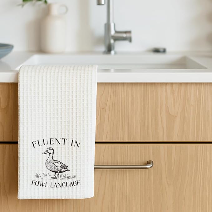 Funny Farmhouse Goose Kitchen Towels Decor,Duck Hand Towels for Bathroom,Fluent in Fowl Language,Goose Dish Towel Tea Towel for Home,Birthday Party Decorations Housewarming Gifts for Goose Lover-14