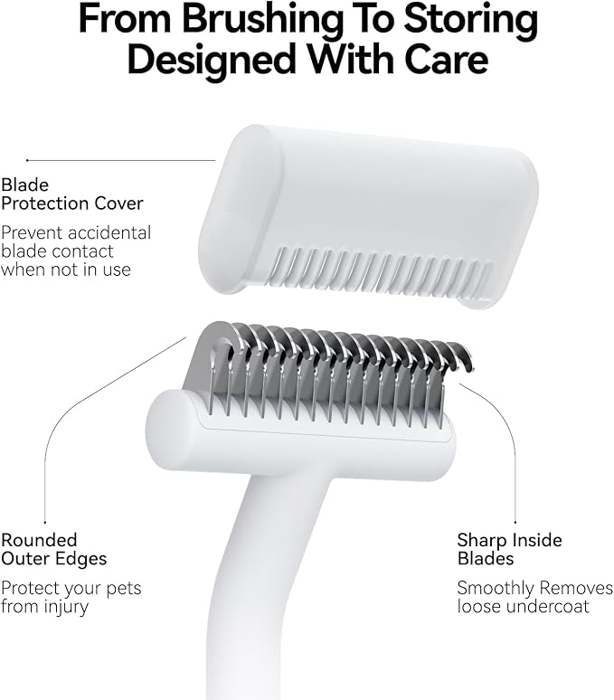 aumuca Undercoat Rake for Dogs & Cats – Deshedder & Grooming Brush – Dog Brush & Cat Brush for Long or Short Hair – Dematting Comb for Matted Fur, Kitten, Puppy, Rabbit, Horse