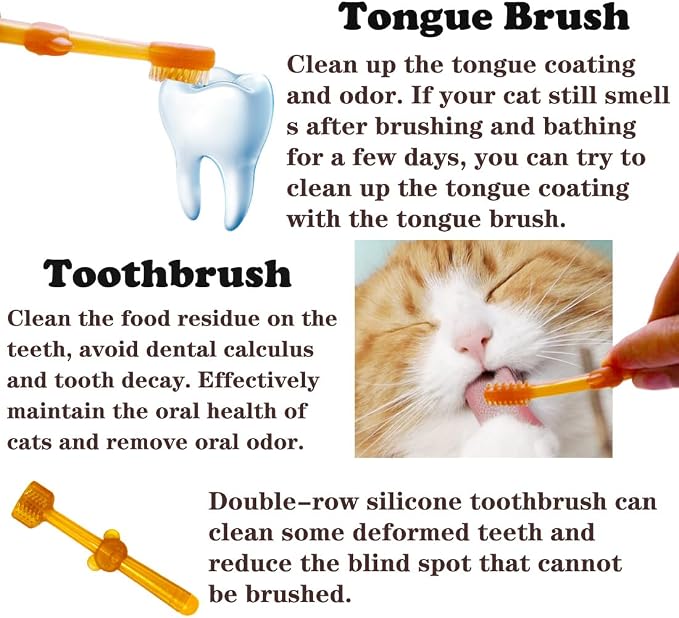 Small Dog & Cat Toothbrush Kit with Storage Box, 6 Pack 3.6in/ 92mm Pet Toothbrushes, 360° Silicone Mini Head Tongue Cleaning Brush, Soft Bristle for Deep Cleaning Dental Care, Tartar Plaque Removal