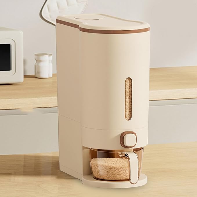AYNEFY Brown Rice Dispenser, 22lb Sealing Rice Bin with Transparent Window, Detachable Food Storage Bins, Large Space Grain Dispenser Rice Bin for Kitchen