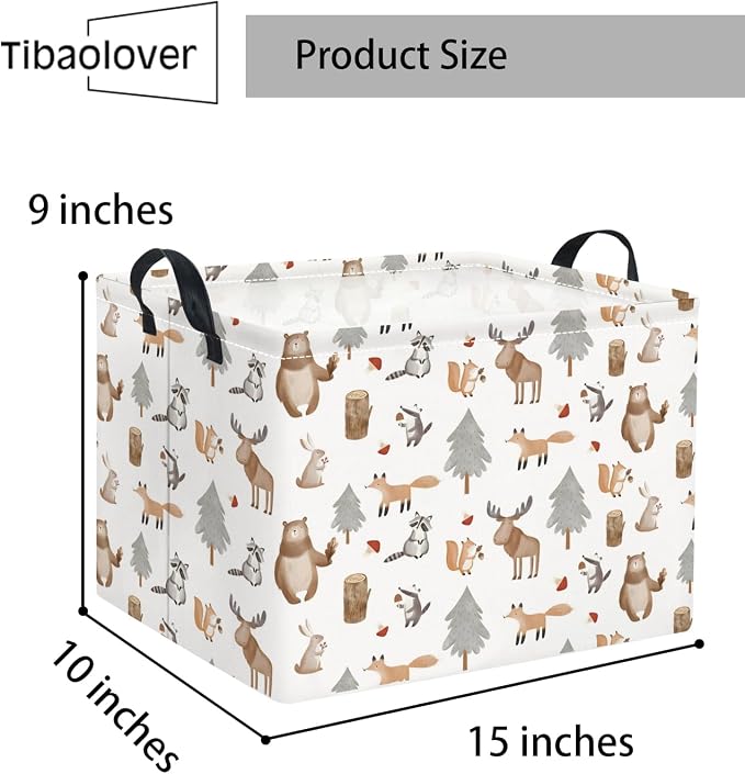 Rectangular Valentines Basket for Women Girls Storage Bin Organizer Box Shelf Room Decor(Grey Animal)