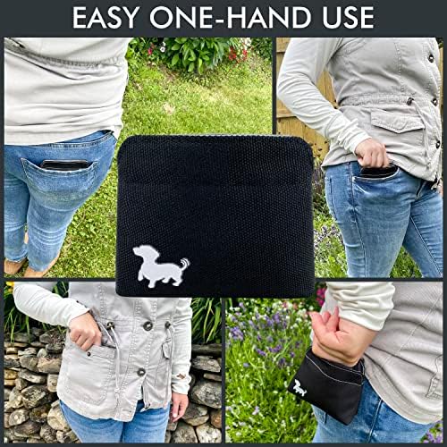 Extra Small Dog Treat Pouch – Slim Magnetic Pocket Dog Treat Bag for Walking & Training – Discreet Clip On Treat Pouch for Leash, Waistband or Pocket – Mess Free Storage (Black/Gray)