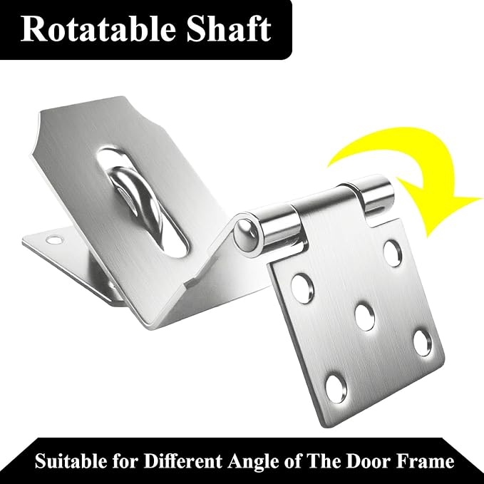 Right Angle Padlock Hasp, 2 Pack Stainless Steel Gate Lock Latch, 90 Degree Door Hasp Clasp for Garden Gate, Wooden Barn Shed Door, Storage Box, Closets, Cabinets, Pet Cage, Silver (3 Inch)